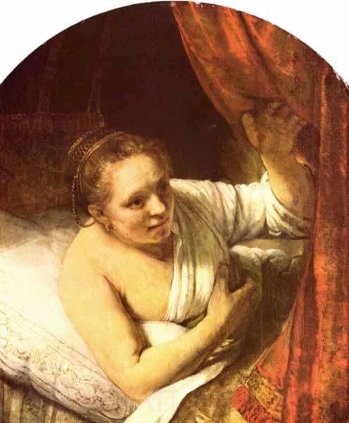 REMBRANDT Harmenszoon van Rijn Junge Frau im Bett France oil painting art